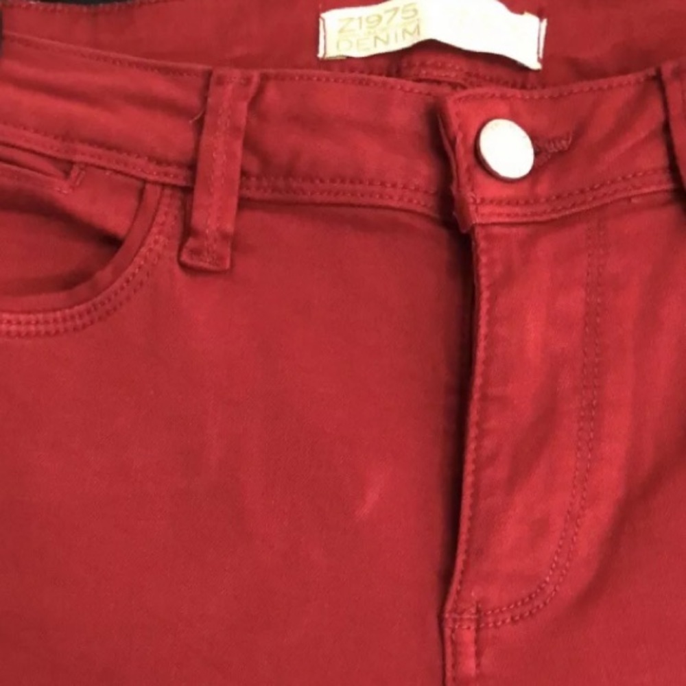 Z1975 Red Mid Rise Stretch Jeans Size 26 EU 34 - Picture 4 of 7